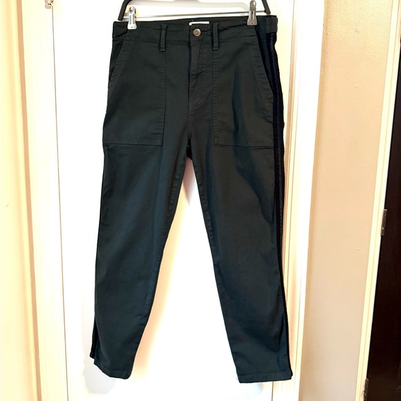 Pistola Blackened Green Velvet Striped Denim Ankle Pants - Picture 1 of 10